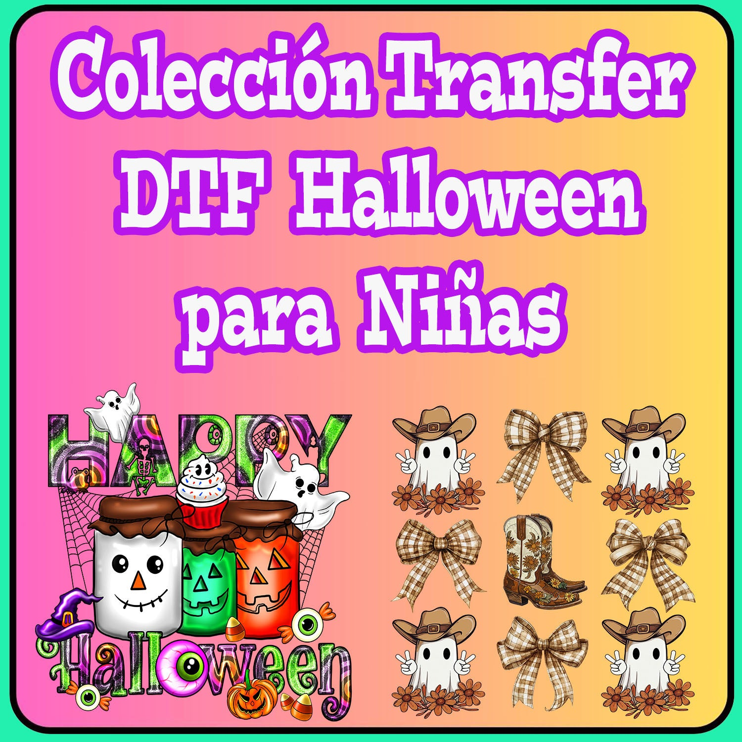 COLECCION DTF PARA NIÑAS DISEÑO DE HALLOWEEN